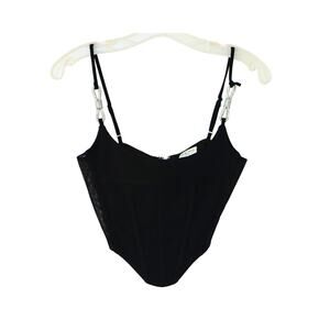 Tristyn Crystal Strap Corset Top - Black - XS